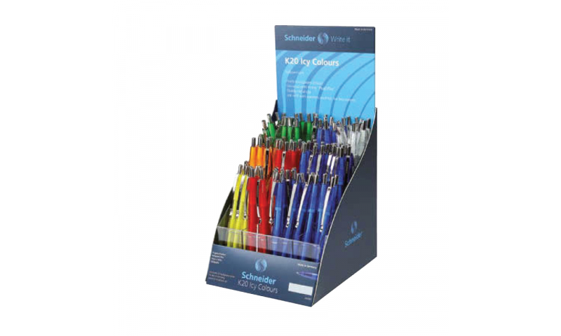 Schneider  K20  ICY Transparent Ballpen Refillable, Display of Asstd Colours, Blue Ink