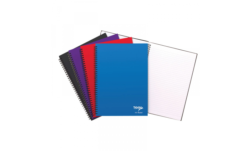 Tiger Twinwire bound A4 Primary Ruled Notebooks, 80 Sheets, 4 Asstd.