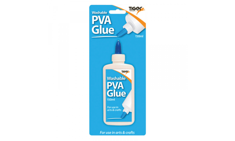 Tiger Childrens PVA Glue, 150ml, Twist Seal Dispenser, Carded (New Lower price for 2022)
