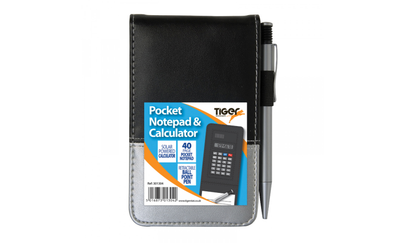Tiger PU Pocket Notebook & Calculator & Pen