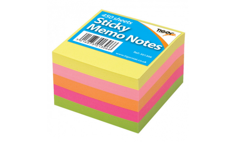 Tiger Neon 3 x 3 Sticky Notes, 450 Sheet Block