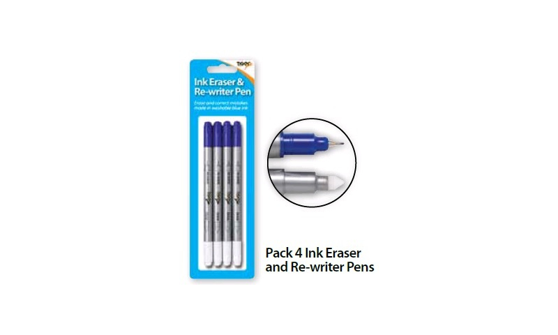 Tiger Ink Eraser & Re-Writer Pen, 4 Pack, Hangcarded
