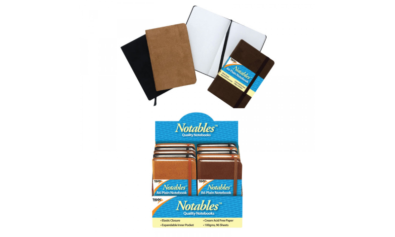 Tiger A5 Elastic Strap Executive Notebooks / Sketch Pads, PLAIN, 96 sheets, 100gsm in display, Asstd Colours.