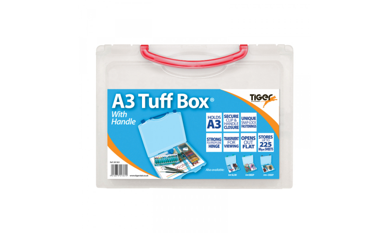 Tiger Tuff Box A3 with handle, 30mm 250 Sheet capacity, Snap Lock.  NEXT DELIVERY Q4 2023