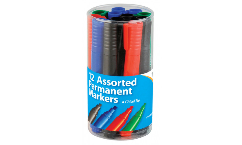 Tiger Chisel Tip 4mm Permanant markers, 4 Asstd in Tub.