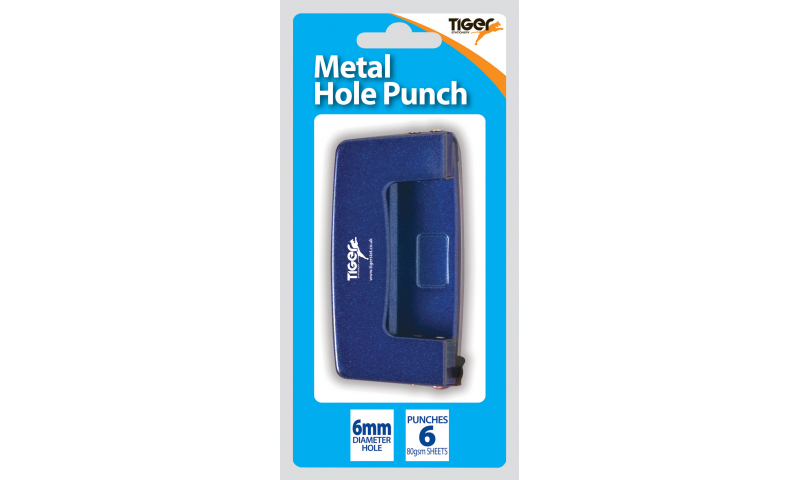 Tiger Student Metal Punch, Punches 6 sheets. Hangcarded (New Lower Price for 2022)