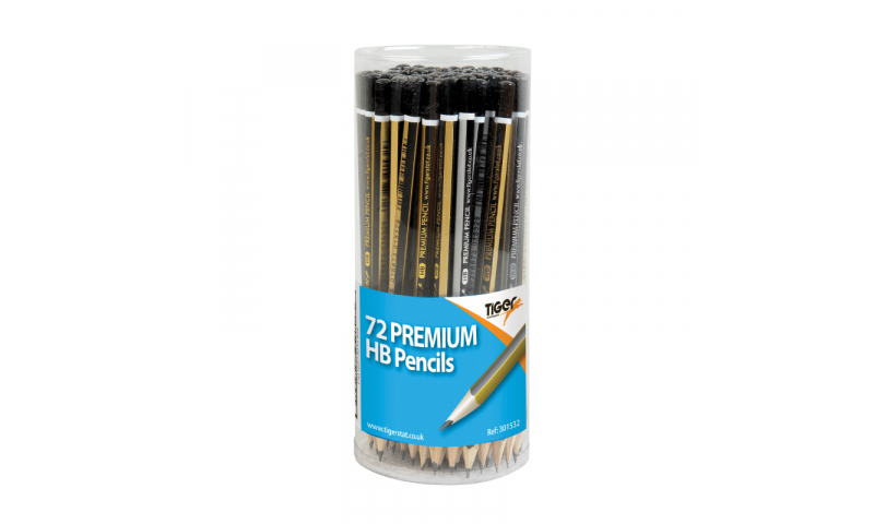 Tiger Tub of 72 Premium Sealed End HB Pencils