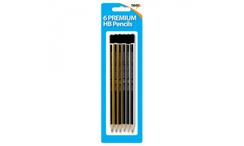 Tiger Premium HB Pencils, Card of 6.