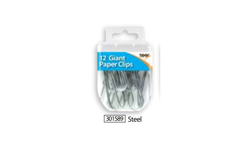 Tiger Essentials, 12 Giant Paper Clips 75mm Steel