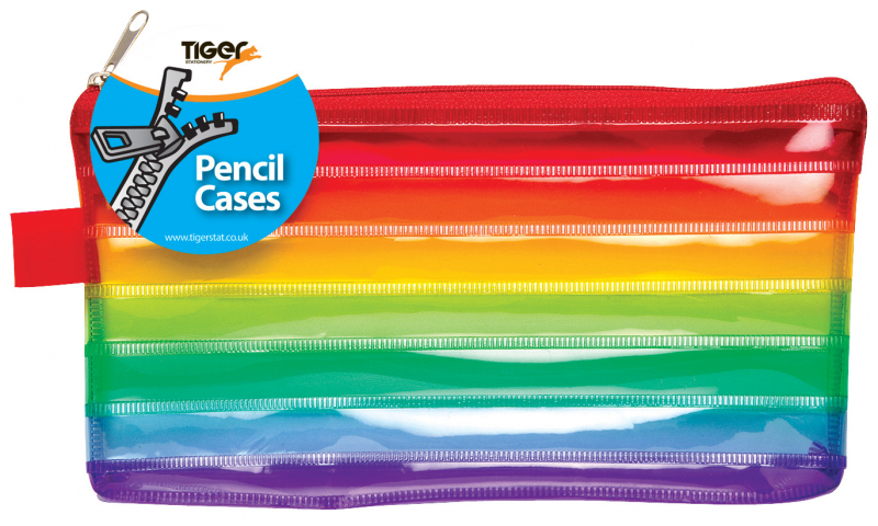 Tiger Rainbow Flat 7" Zipped Pencil Case (New Lower Price for 2021)