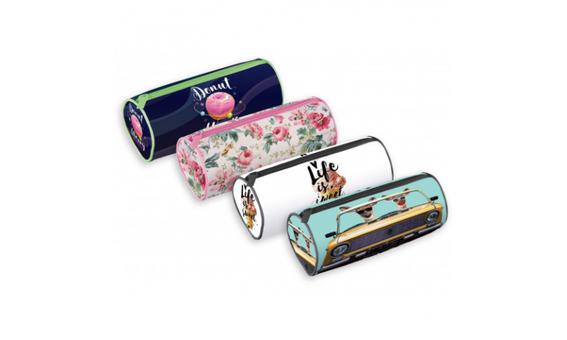 Tiger Fashion Cylinder Pencil Case 4 Asstd (New Lower Price for 2022)