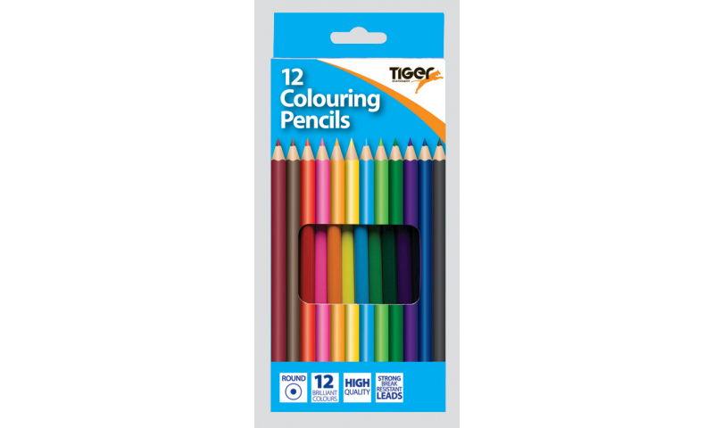 Tiger Full Length Colouring Pencils, Pack of 12.