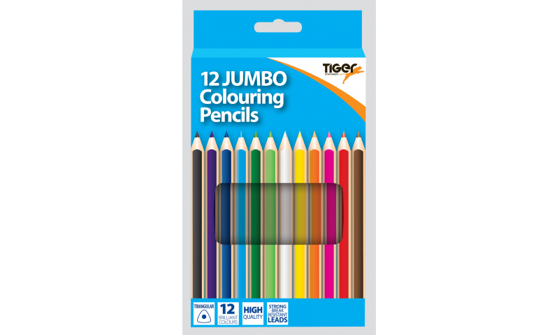 Tiger Maxi Ergo Full Length Colouring Pencils 12pk Asstd.