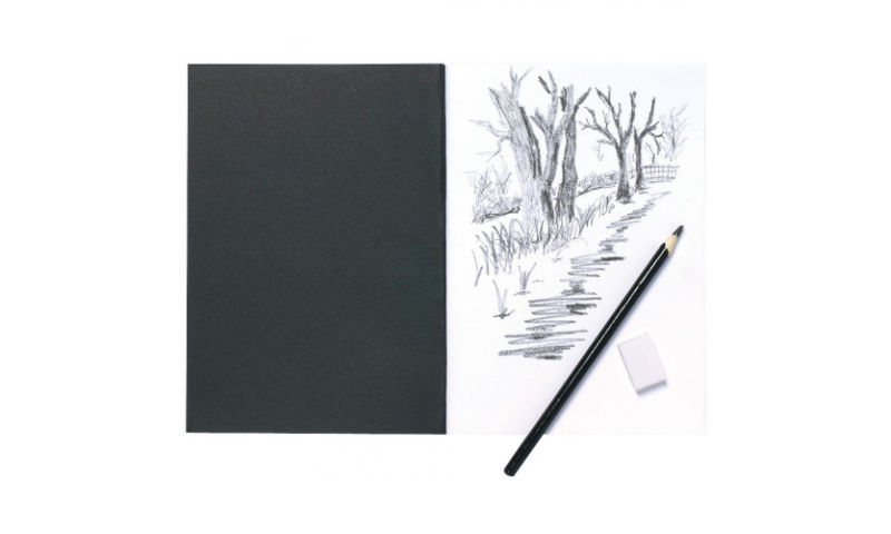 Tiger A5 Black Artists Sketch Folders, Long Edge, 20 Sheets, 110gsm