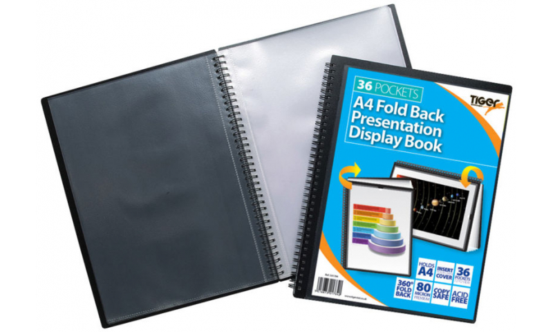 Tiger ECO A4 Fold Back Wiro Presentation Display Book, 36 Pocket