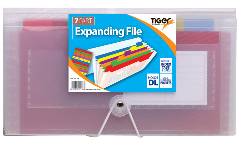 Tiger DL Size Expanding Organiser 7 Compartment for small Documents