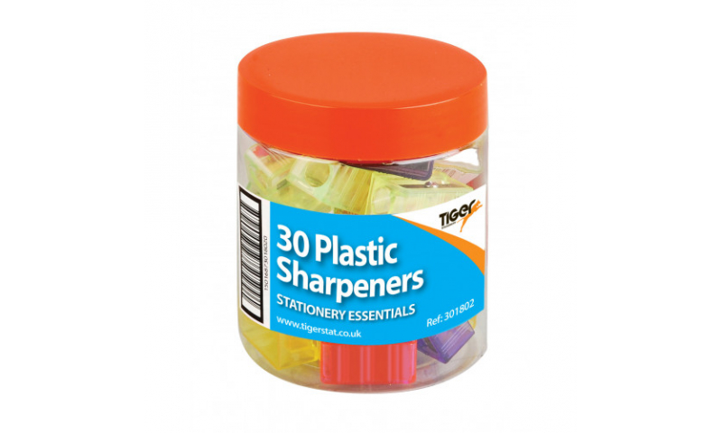 Tiger Plastic Sharpeners, Tub of 30.