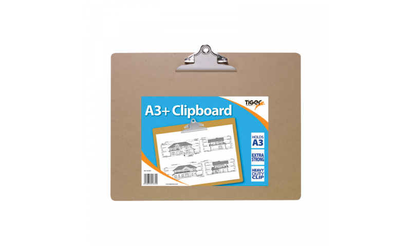 Tiger  A3+  Masonite Clipboard with Heavy Duty Clip. (New Lower price for 2022)