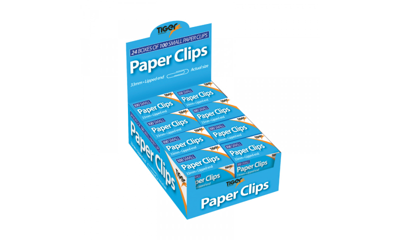 Tiger Paper Clips, 33mm, Box of 100 in Display Box.