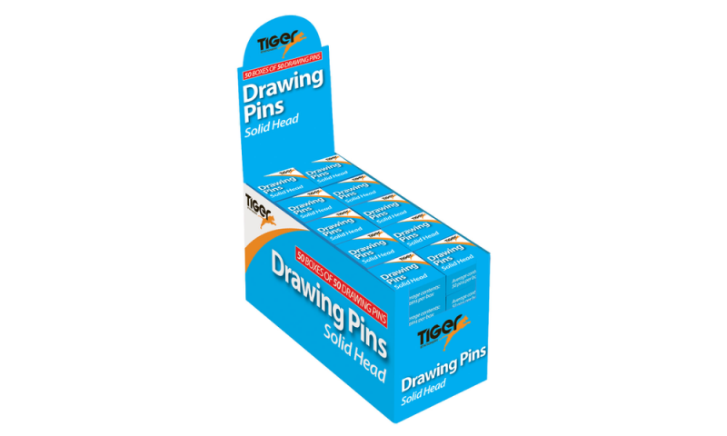 Tiger Drawing Pins, Box of 50 in Display Box