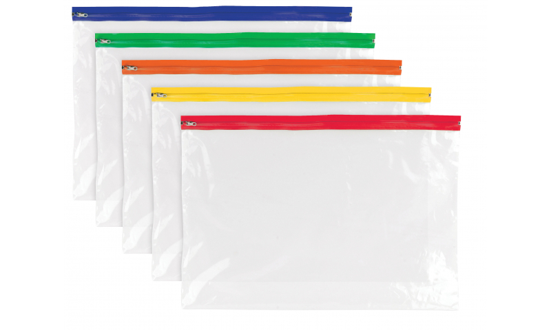 Tiger ECO A3 Polythene Zip Bags, assorted colours