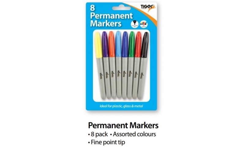 Tiger Sharpie Style Slim Markers. Fine Point, 8pk Carded.