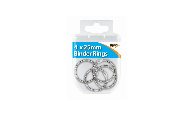 Tiger Essentials, 4 Binder Rings Chrome 25mm