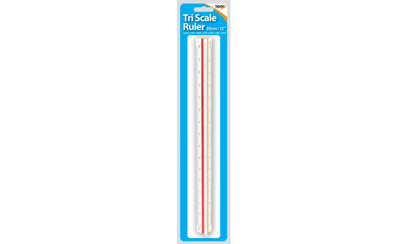 Tiger 12"/30cm Triangular Scale Ruler Carded
