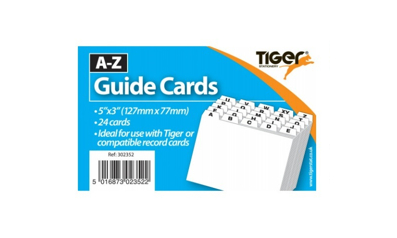 Tiger A-Z Guide Cards ,24 Tab printing A-Z,  5"*x 3"