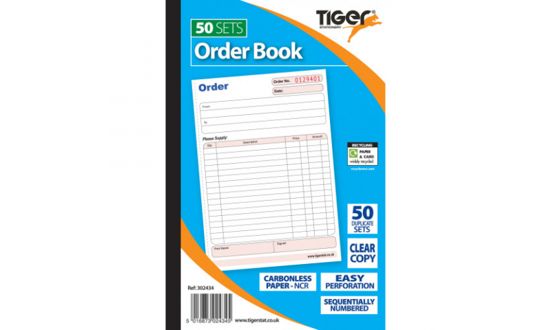 Tiger Duplicate Order Book, 140x210mm, NCR.
