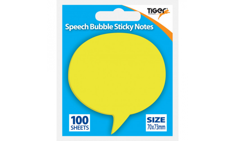 Tiger Speech Bubble Sticky Notes, 70 x 73mm, hang pack.
