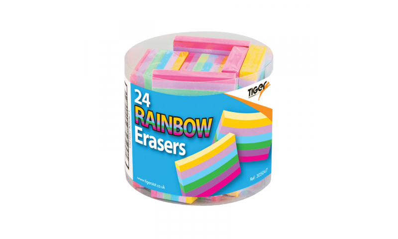 Tiger Rainbow Stripe Chunky Erasers, Tubbed.