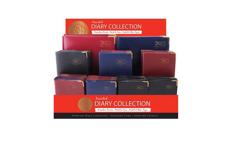 Display of 57 Pocket & A5 Desk Diary Diaries 2022, 4 Styles Asstd