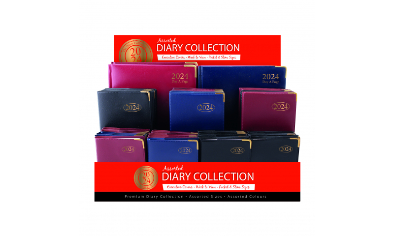 Display of 57 Pocket & A5 Desk Diary Diaries 2024