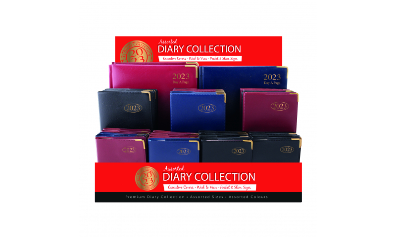 Display of 57 Pocket & A5 Desk Diary Diaries 2023