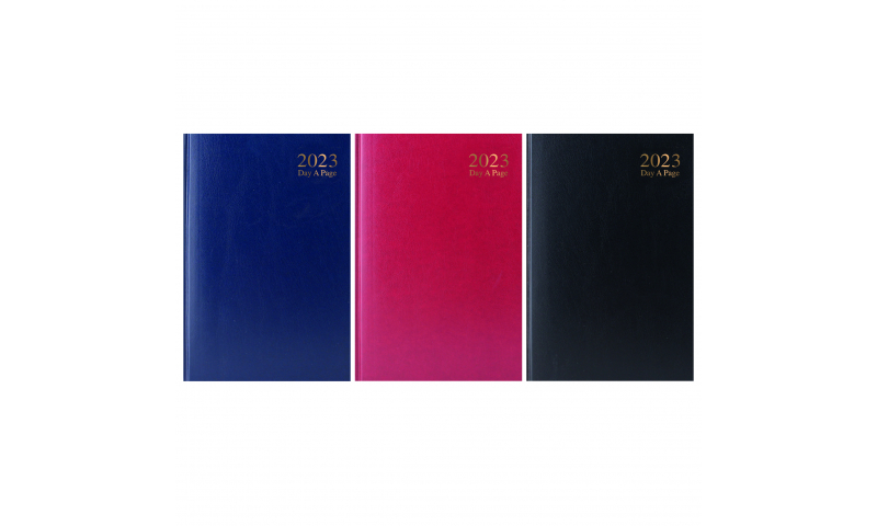A5 Cloth & Sewn Hard Cover Office Diaries 2023, Daily, 3 Asstd Colours