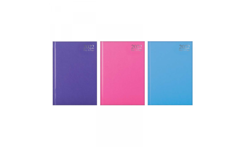 A5 Hardcover 2022 Day to Page Diary in 3 Pastel Colours.