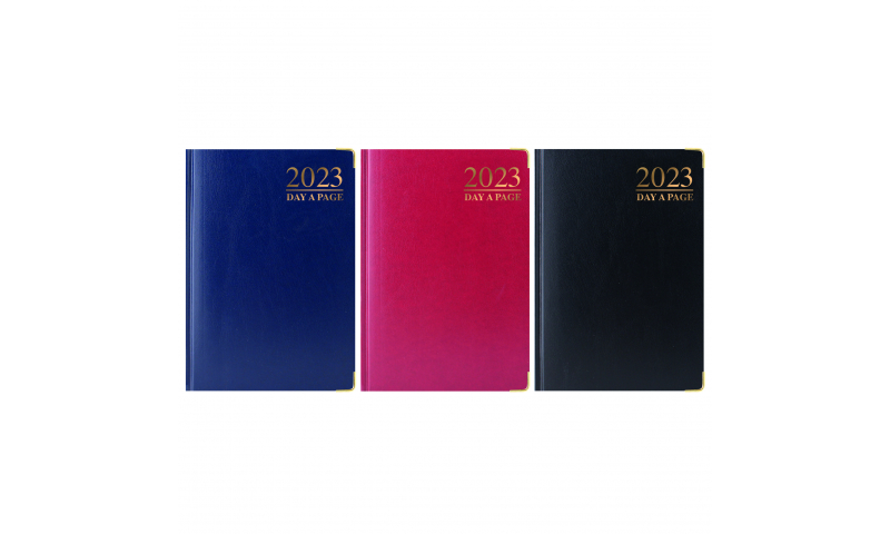 A6 Size Daily Day to Page Diary 2023, with Gilt Edges, 3 Asstd: