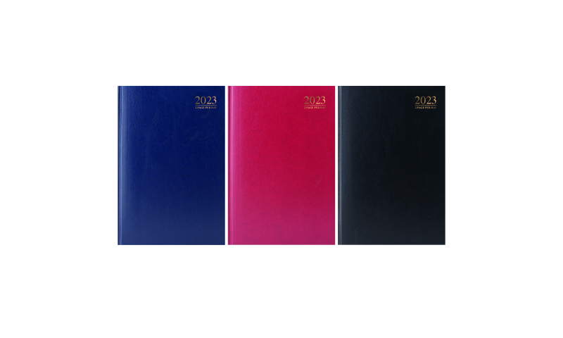 A4 Jumbo Hard Cover, Clothbound, 2023 Appointments Desk Diary, 2 Pages for every Day. 24 Hour Booking.