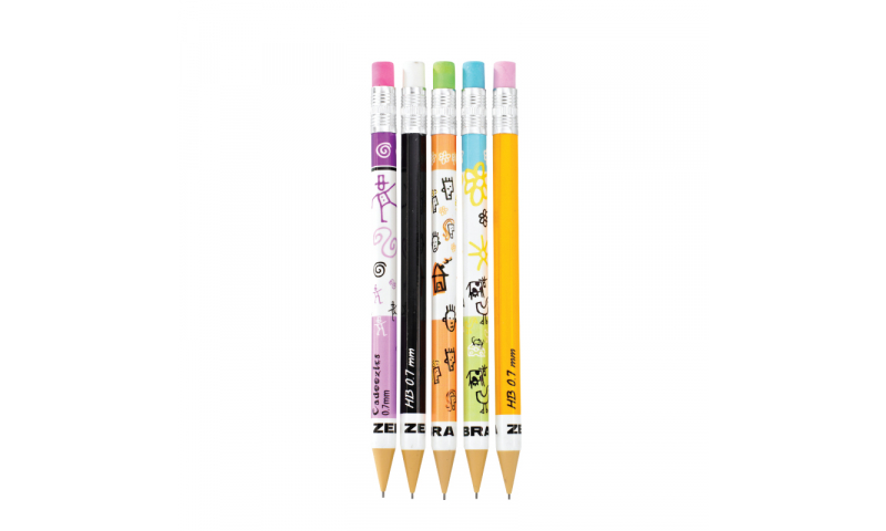 Zebra Cadoozles Mini Automatic Pencil, 5 asstd