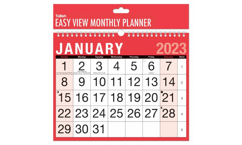 Easy View A4 Bold Date Monthly Wall Calendar 2023, Spiralbound. (Most Popular Size)
