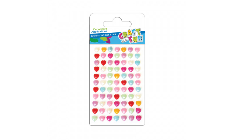 Craft with Fun  Rhinestone Stickers Mini Hearts, Asstd Colours