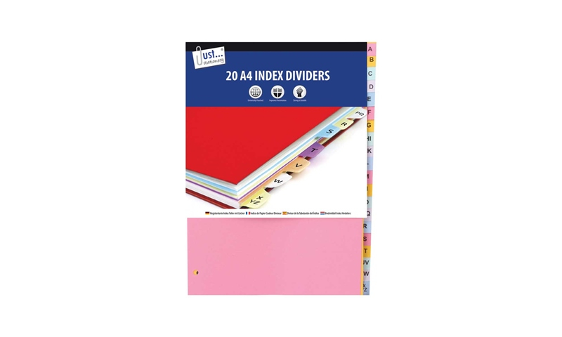 Just Stationery A4 20 Part A-Z Card Dividers
