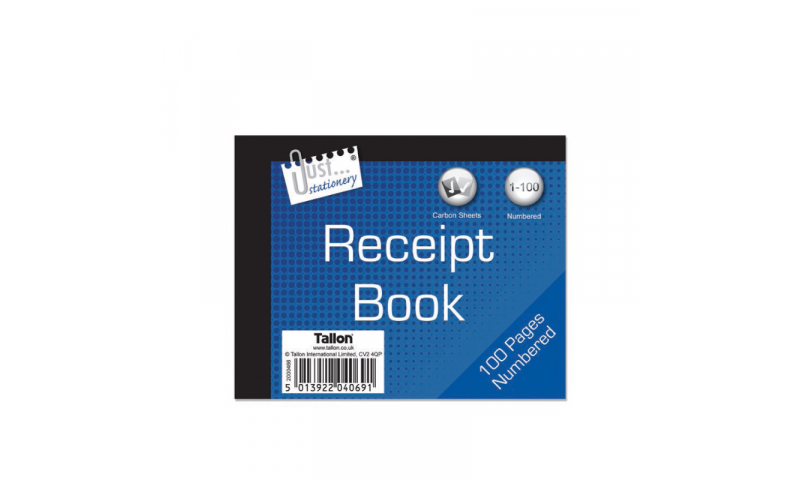 Just Stationery Duplicate  Receipt Book 5 x 4" 80 pages