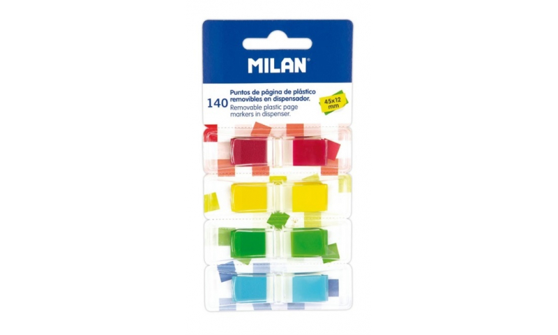 Milan Page Mark Tabs in dispenser, card of 140 in 4 colours