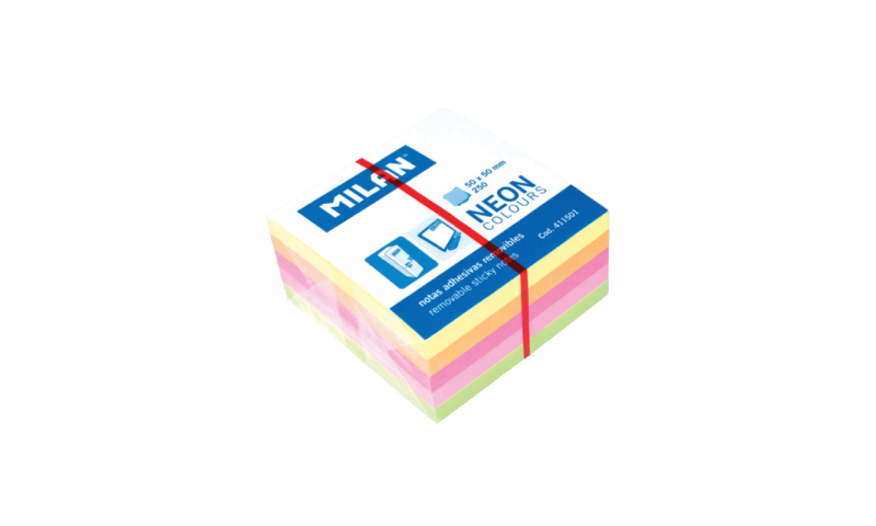 Milan Removable Sticky Notes Cube 2 x 2" 250 sheets, Neon asstd.