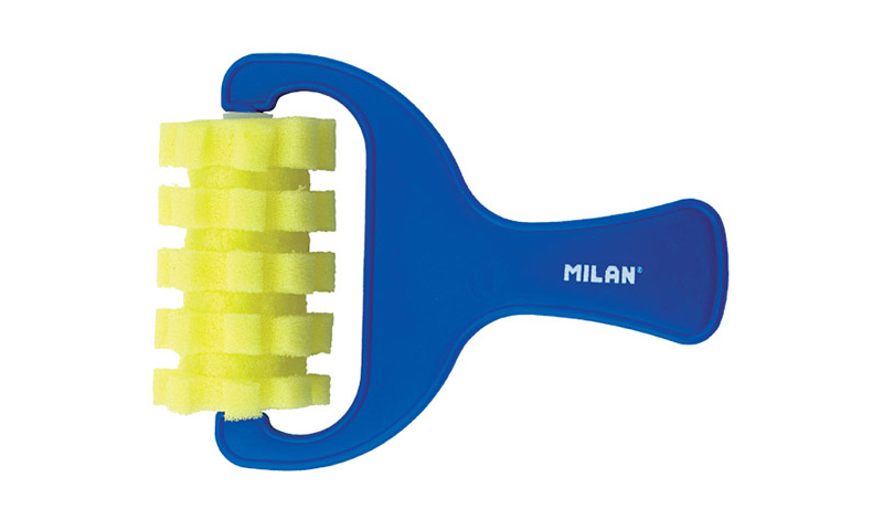 Milan Sponge Roller Brushes, ideal for: Background application of Watercolours & Poster paints.Toothed Stripes