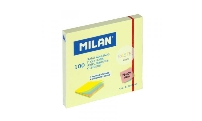 Milan 3x3 Black of Pastel Colour Adhesive Notes, 100 Sheets.