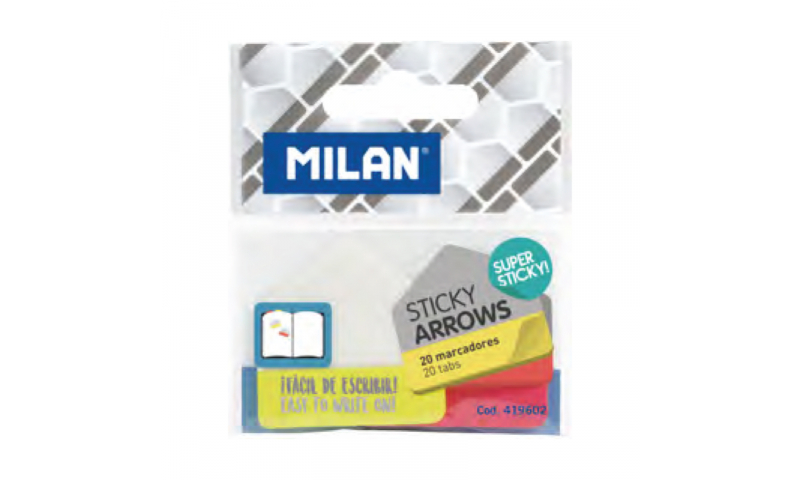 Milan Page Marker Plastic Arrow Tabs 20pk Asstd