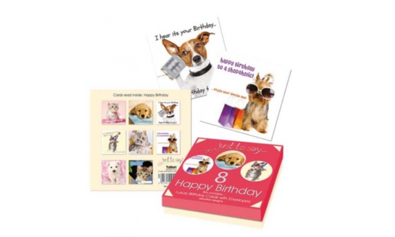 Just to Say Pets  Design Birthday Cards, Pack 10 in box (New Design)